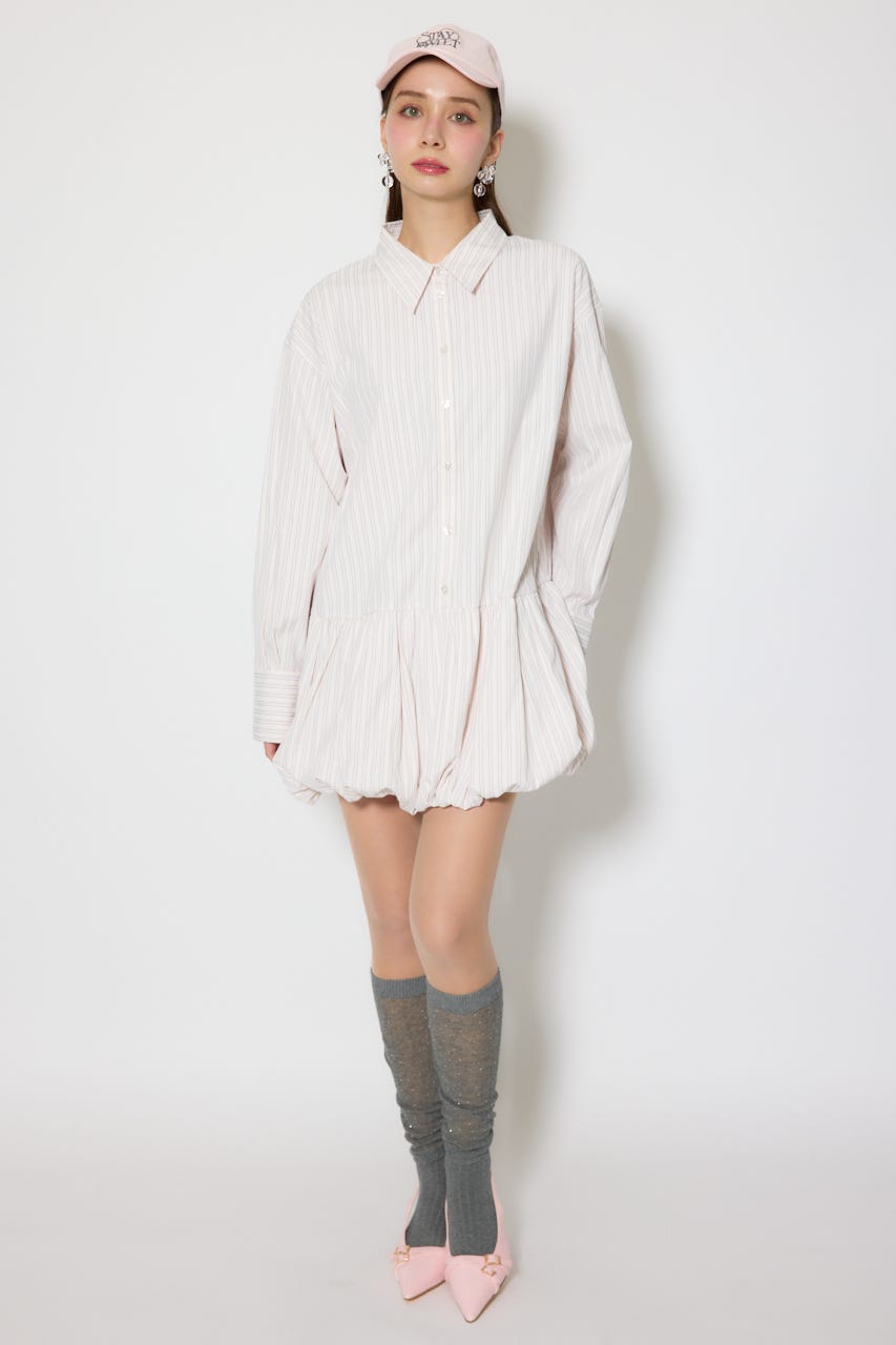 バルーンシャツセットスウェットワンピース M/GRY FREE