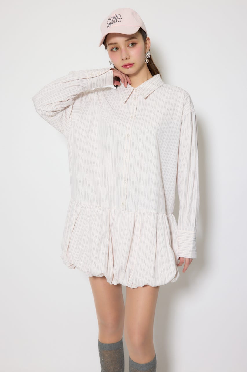 バルーンシャツセットスウェットワンピース M/GRY FREE