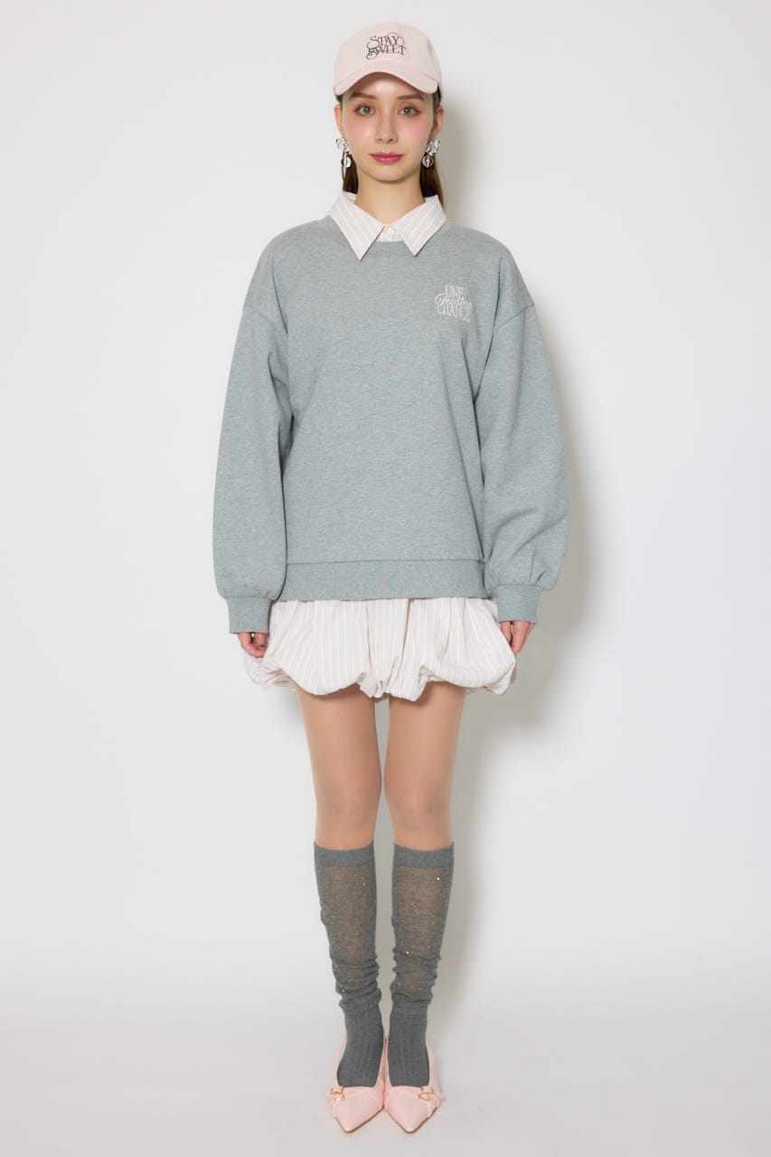 バルーンシャツセットスウェットワンピース M/GRY FREE