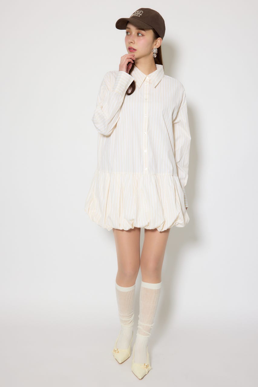 バルーンシャツセットスウェットワンピース M/YEL FREE