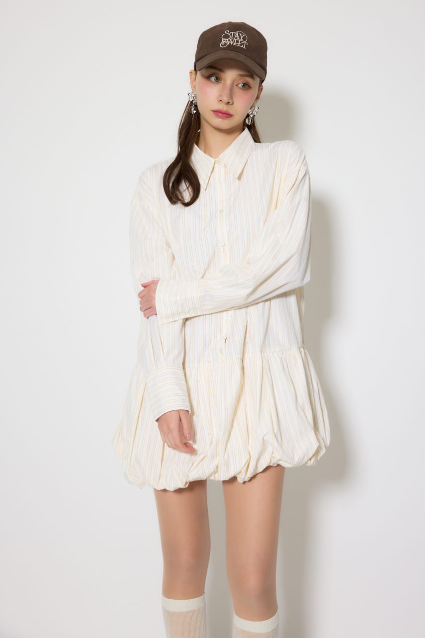 バルーンシャツセットスウェットワンピース M/YEL FREE