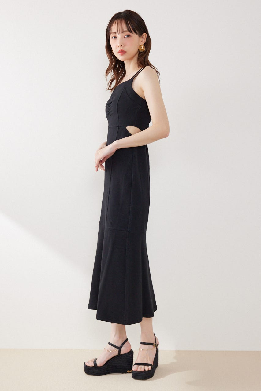 サイドカットキャミワンピース BLK FREE