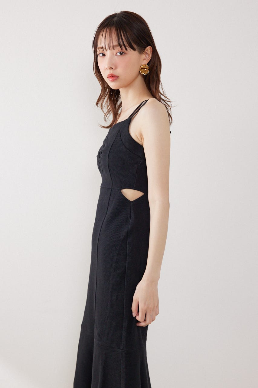 サイドカットキャミワンピース BLK FREE