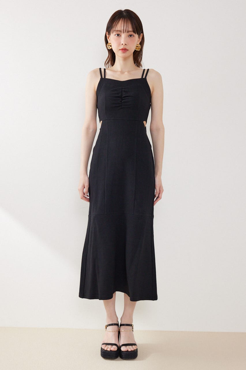 サイドカットキャミワンピース BLK FREE