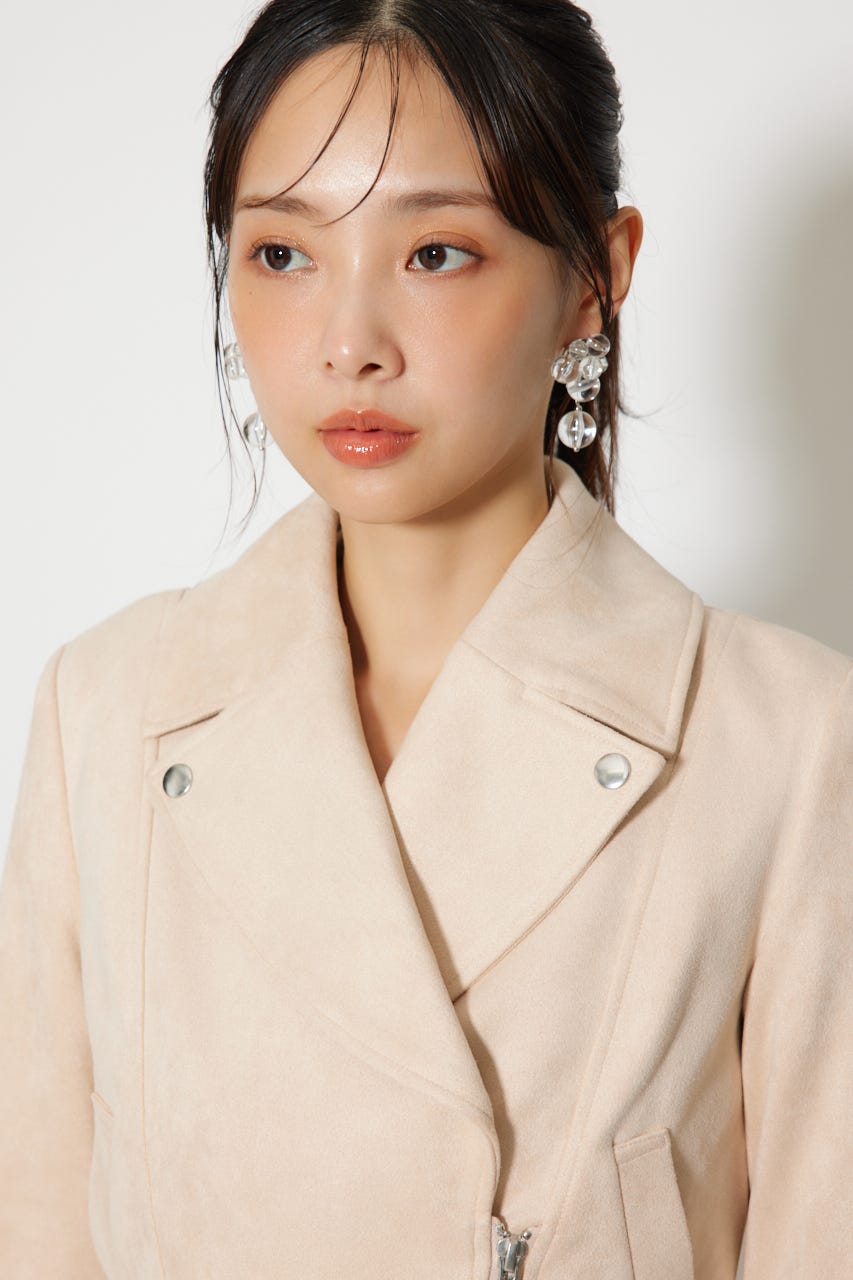 26SSフェイクスエードライダースジャケット BEG S