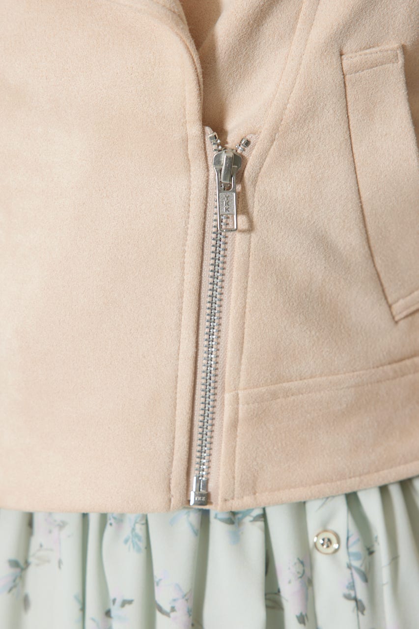 26SSフェイクスエードライダースジャケット BEG S