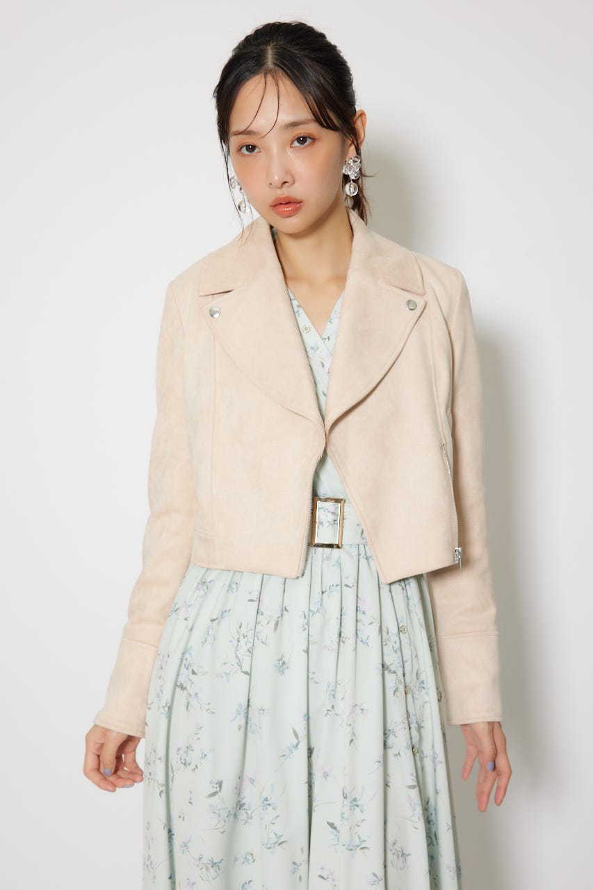 26SSフェイクスエードライダースジャケット BEG S