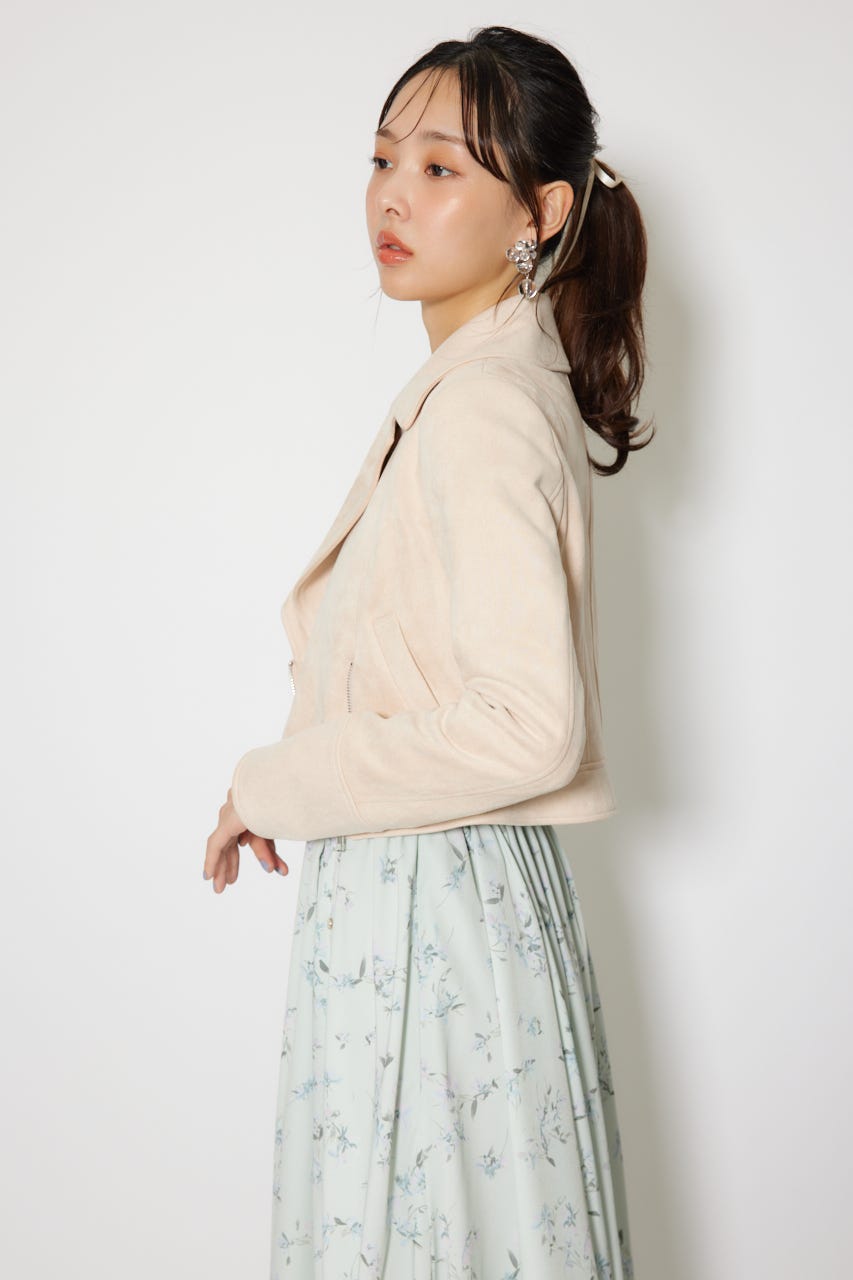 26SSフェイクスエードライダースジャケット BEG S