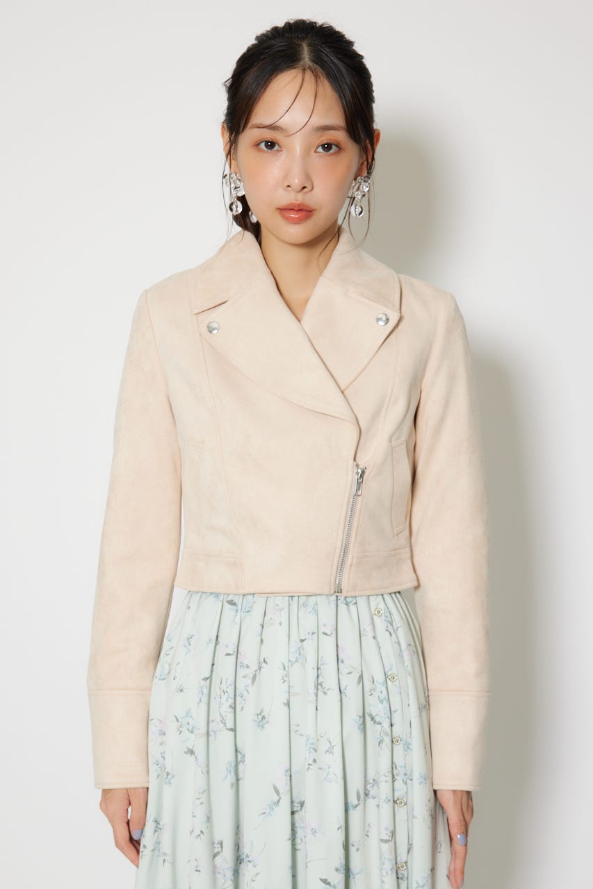 26SSフェイクスエードライダースジャケット BEG S