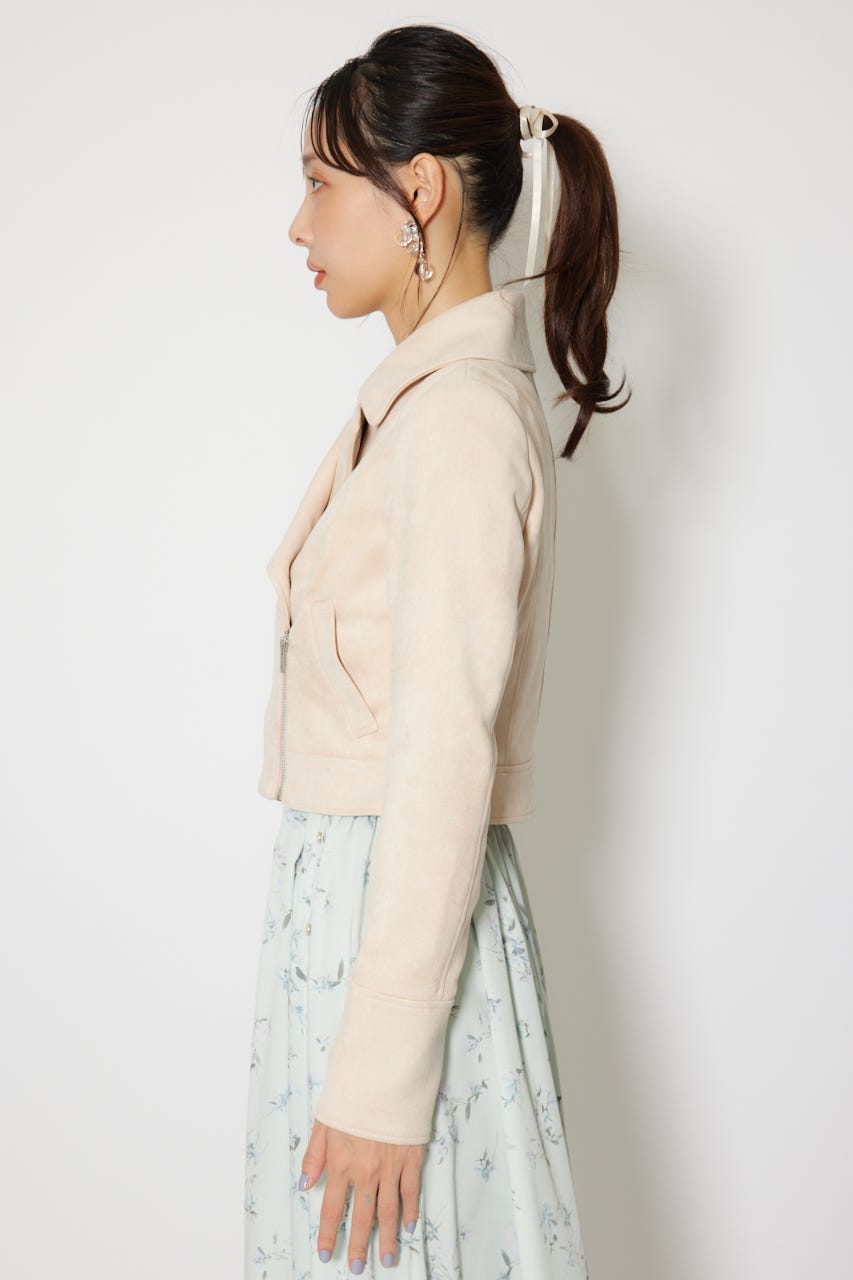 26SSフェイクスエードライダースジャケット BEG S