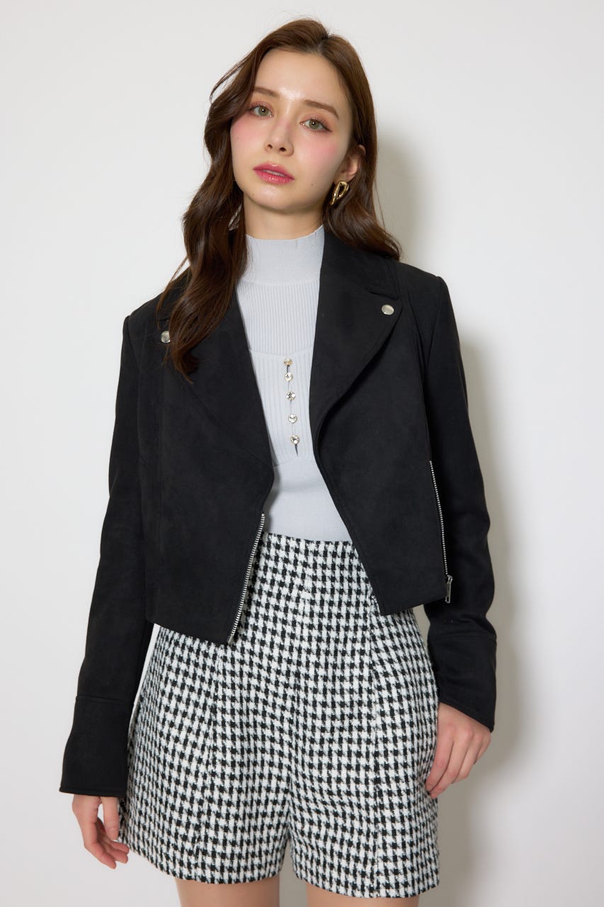 26SSフェイクスエードライダースジャケット BLK S