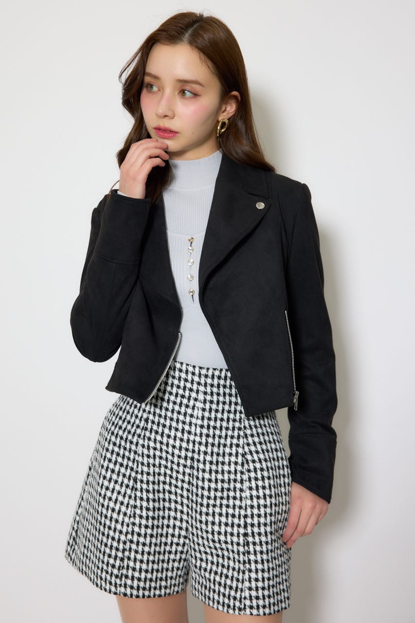 26SSフェイクスエードライダースジャケット BLK S