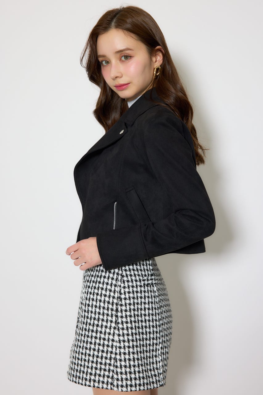 26SSフェイクスエードライダースジャケット BLK S