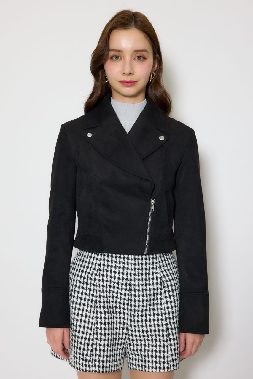 26SSフェイクスエードライダースジャケット BLK S