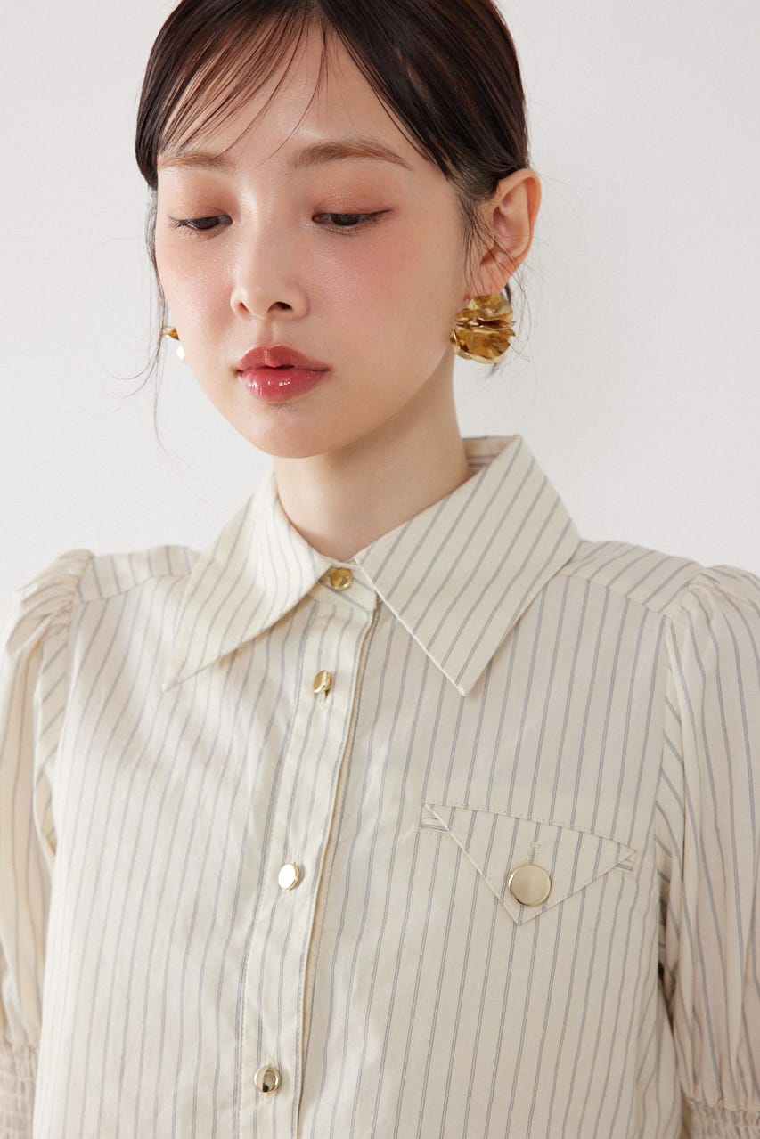 クロップドレイヤードブラウス 柄YEL FREE