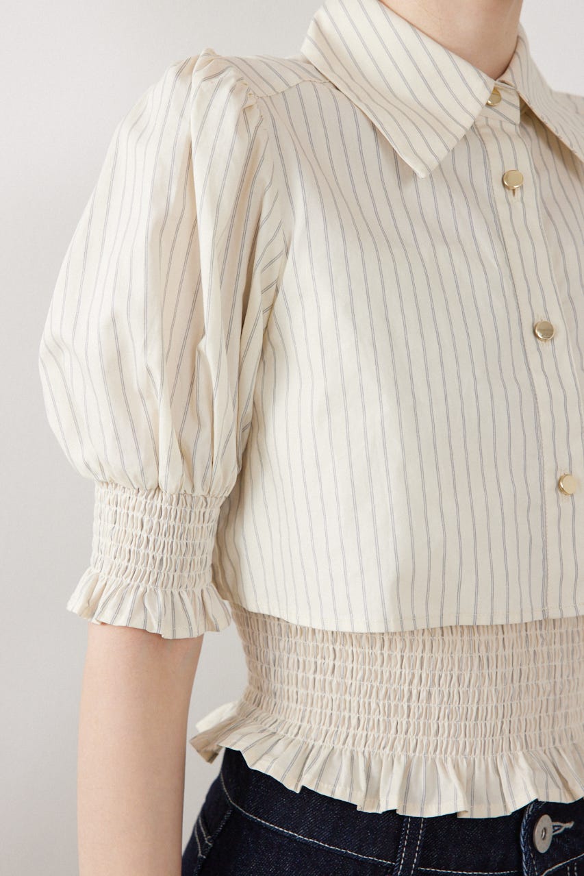 クロップドレイヤードブラウス 柄YEL FREE