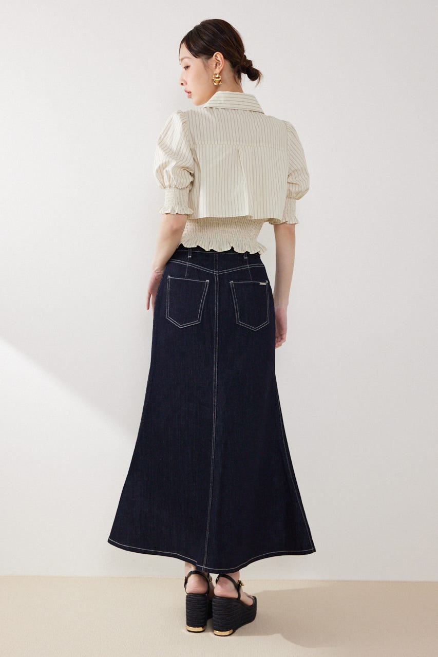 クロップドレイヤードブラウス 柄YEL FREE