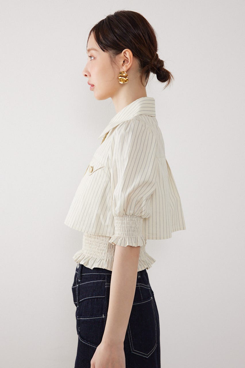 クロップドレイヤードブラウス 柄YEL FREE