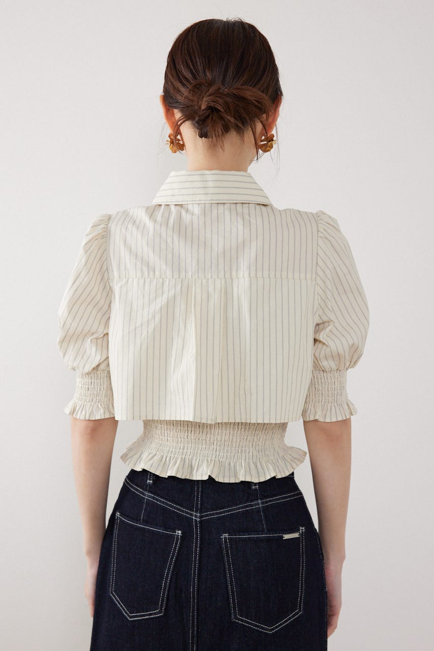 クロップドレイヤードブラウス 柄YEL FREE