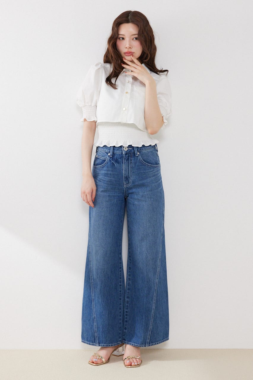 クロップドレイヤードブラウス WHT FREE