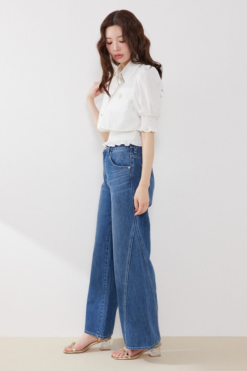 クロップドレイヤードブラウス WHT FREE