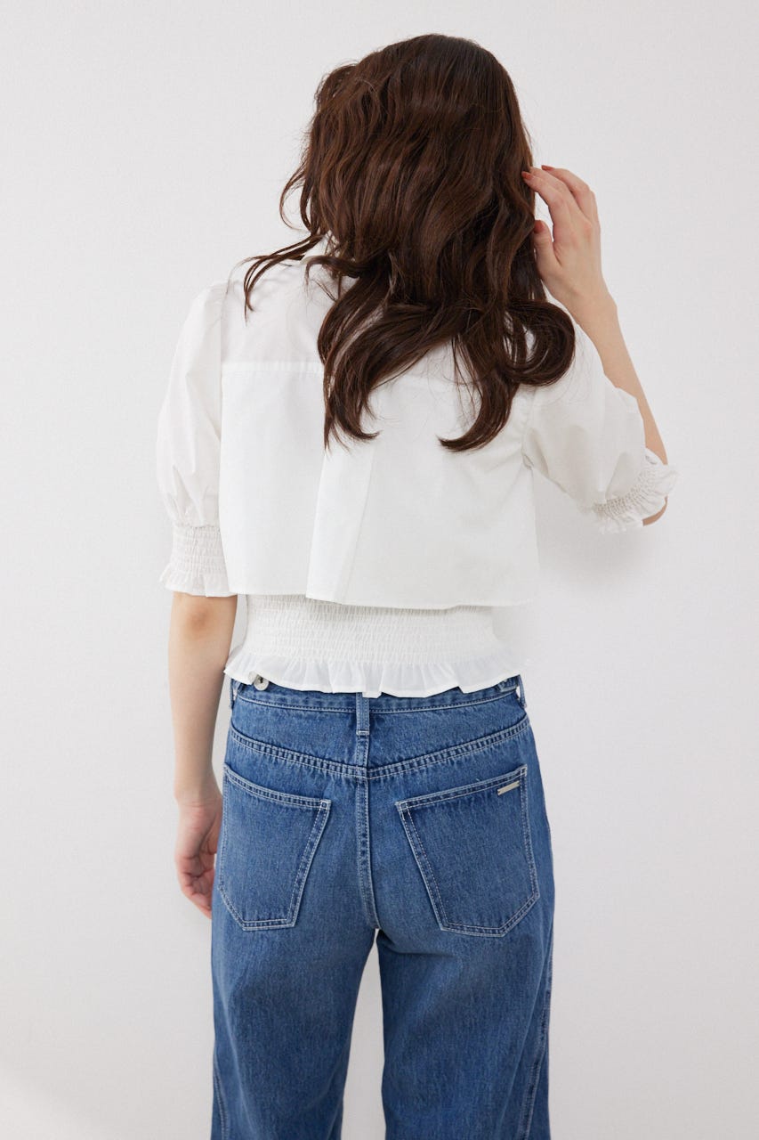 クロップドレイヤードブラウス WHT FREE