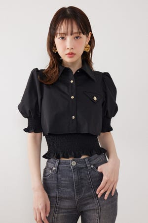 クロップドレイヤードブラウス