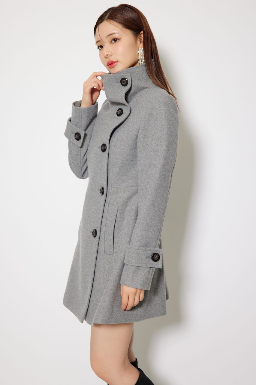 【1月下旬以降お届け】25オーバーネックシンデレララインミニコート GRY M