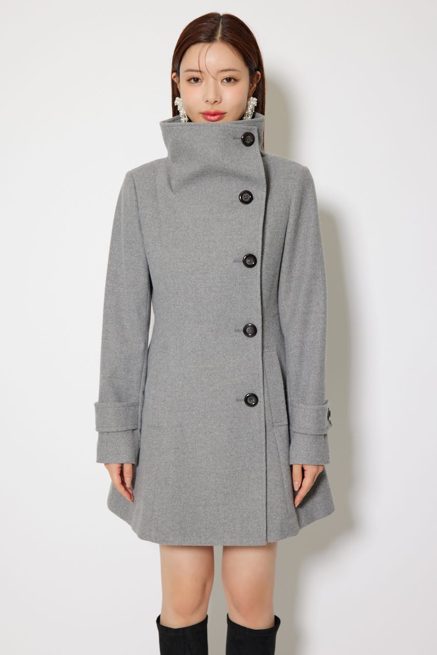 【1月下旬以降お届け】25オーバーネックシンデレララインミニコート GRY M
