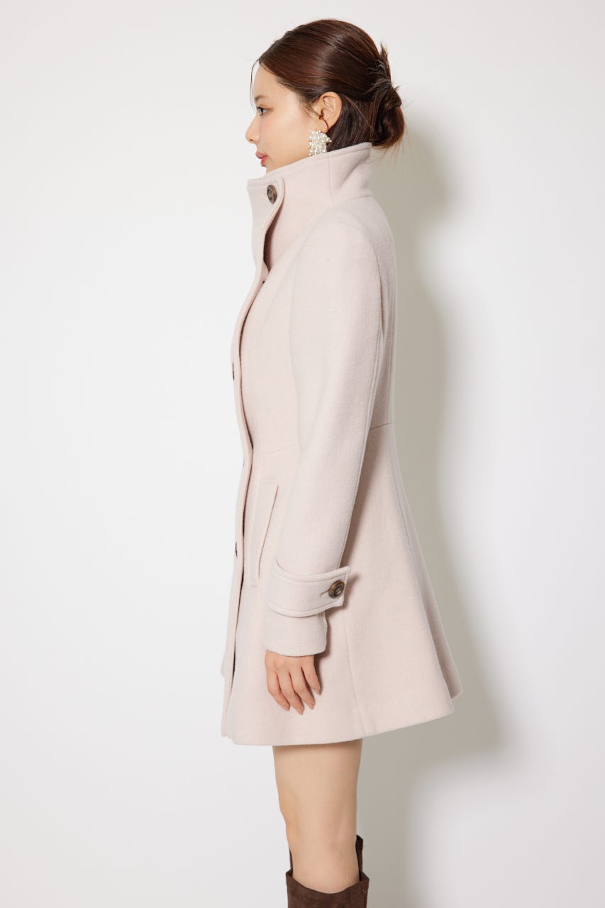 【1月下旬以降お届け】25オーバーネックシンデレララインミニコート L/BEG S