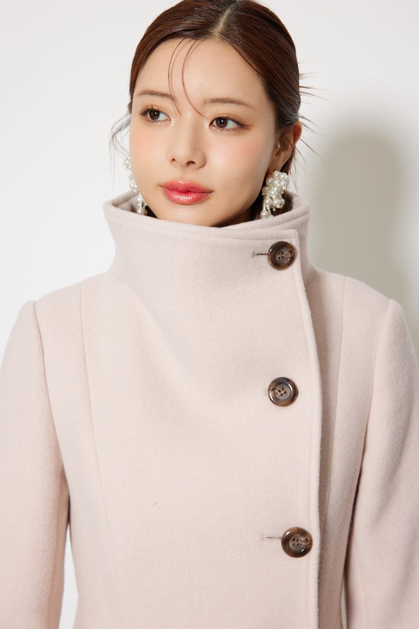 【1月下旬以降お届け】25オーバーネックシンデレララインミニコート L/BEG S