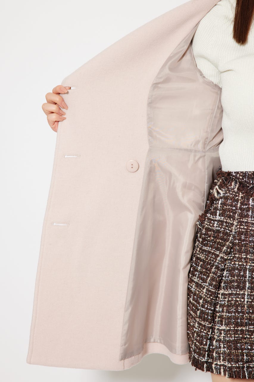 【1月下旬以降お届け】25オーバーネックシンデレララインミニコート L/BEG S