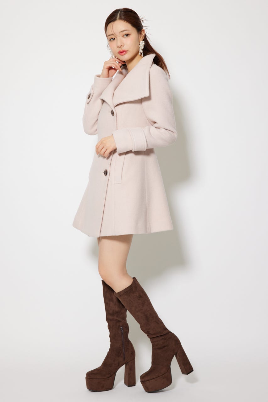 【1月下旬以降お届け】25オーバーネックシンデレララインミニコート L/BEG S