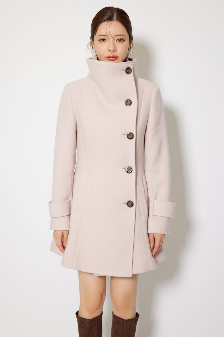 【1月下旬以降お届け】25オーバーネックシンデレララインミニコート L/BEG S