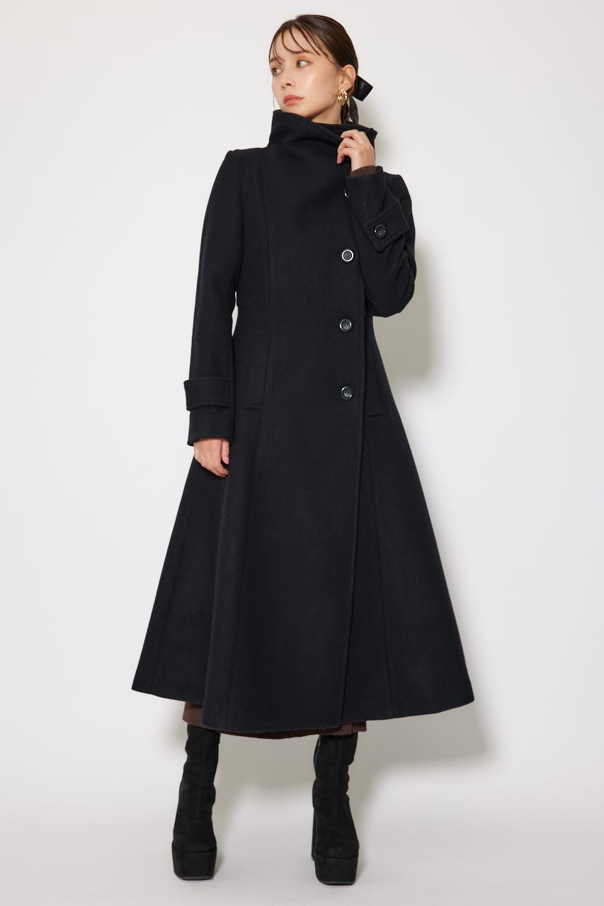 25オーバーネックシンデレララインコート BLK M