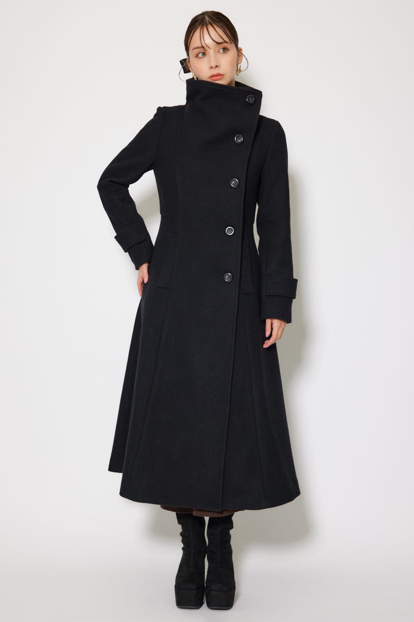 25オーバーネックシンデレララインコート BLK M