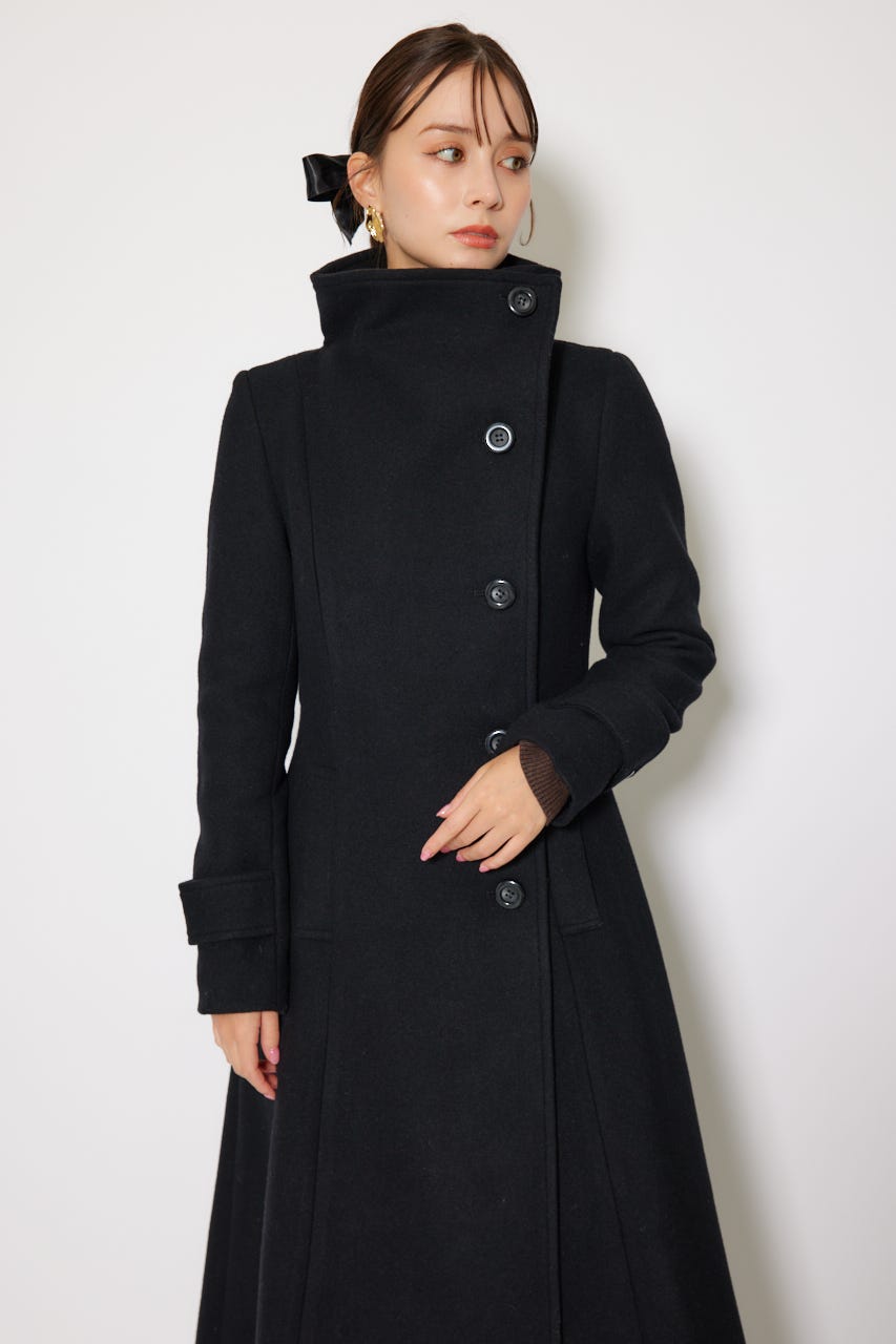 25オーバーネックシンデレララインコート BLK M