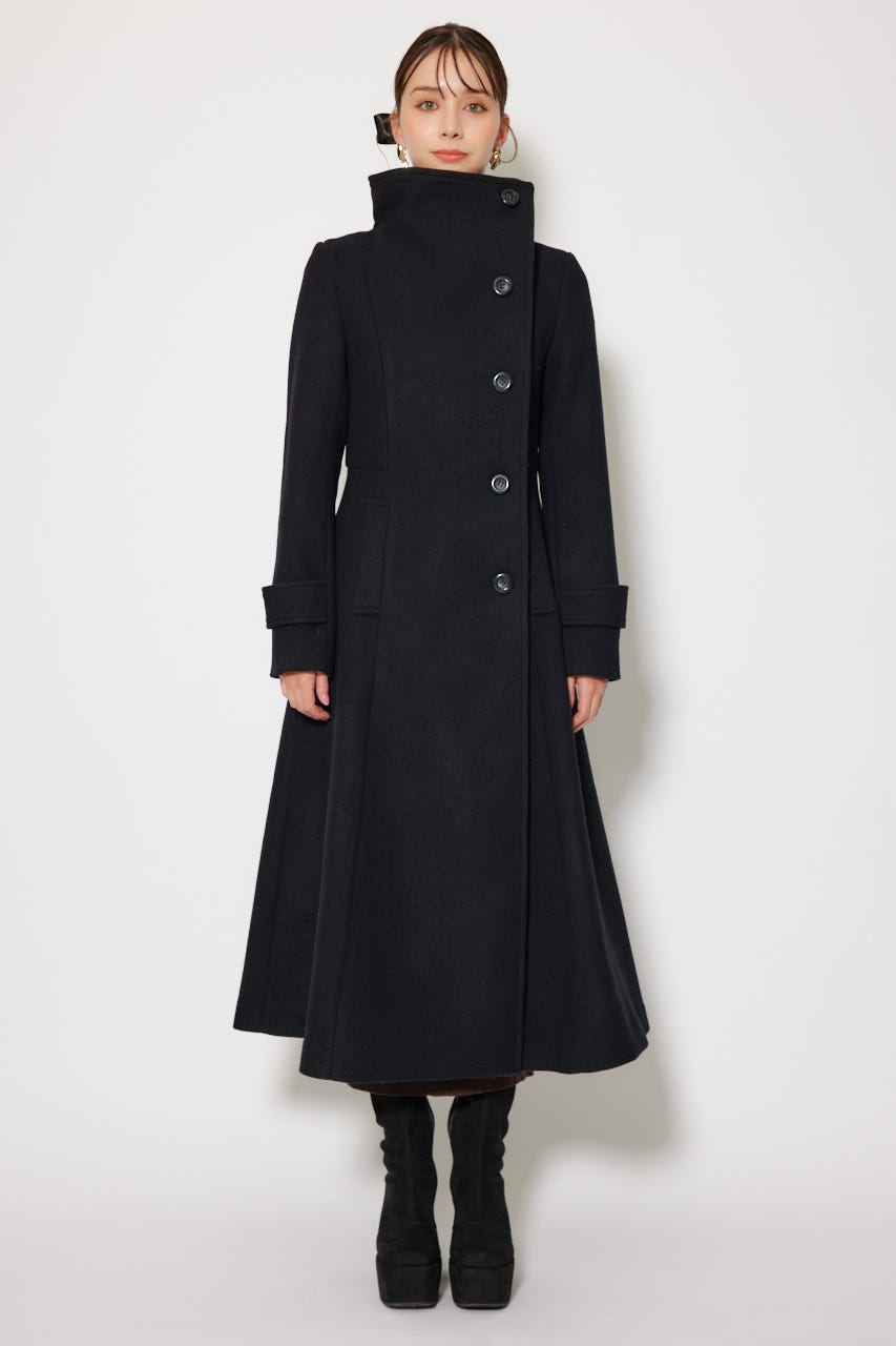 25オーバーネックシンデレララインコート BLK M