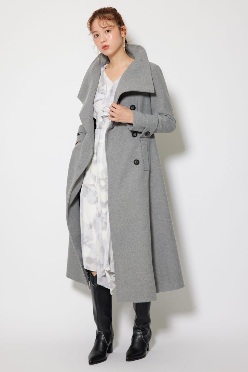 25オーバーネックシンデレララインコート GRY S
