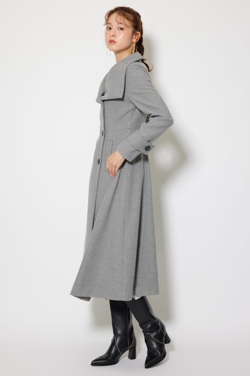 25オーバーネックシンデレララインコート GRY S