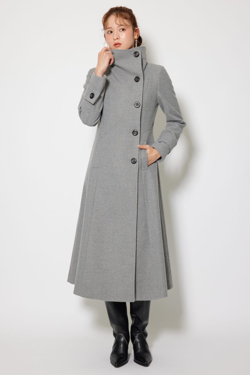 25オーバーネックシンデレララインコート GRY S