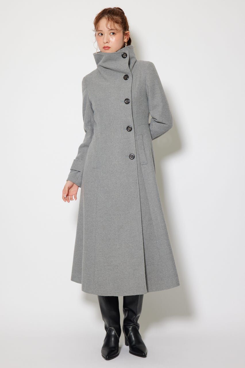 25オーバーネックシンデレララインコート GRY S