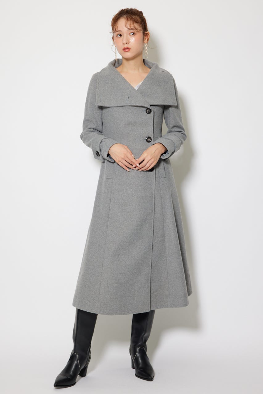 25オーバーネックシンデレララインコート GRY S