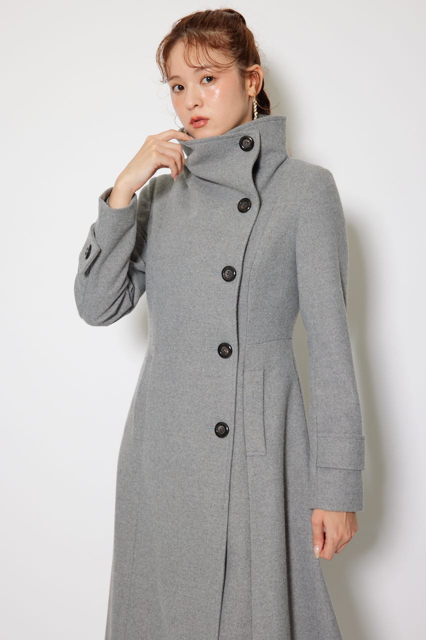 25オーバーネックシンデレララインコート GRY S