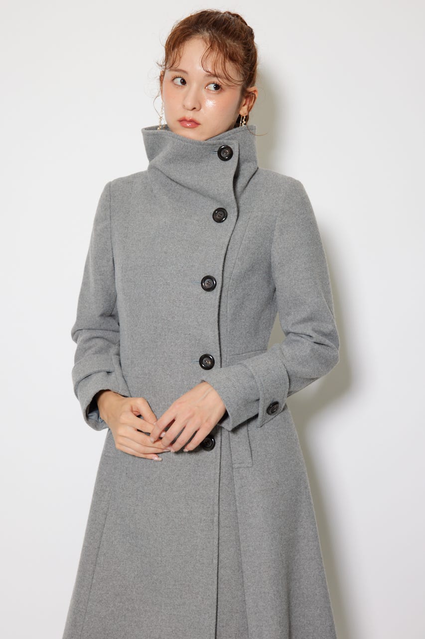 25オーバーネックシンデレララインコート GRY S