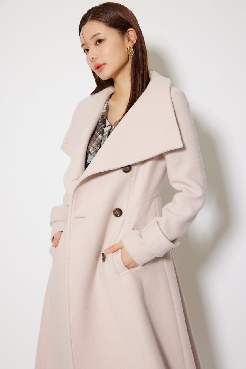 【1月下旬以降お届け】25オーバーネックシンデレララインコート L/BEG M