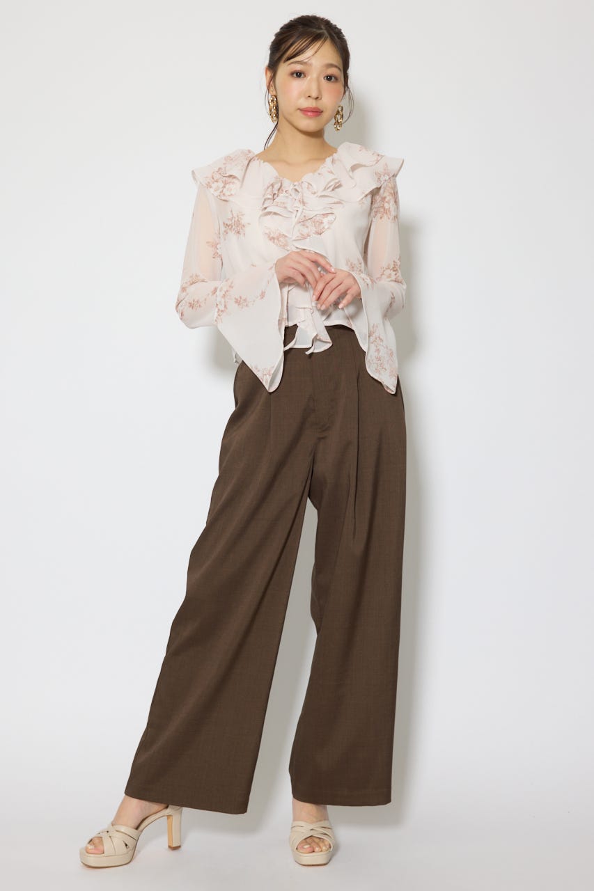 フリルカラートップス 柄PNK FREE