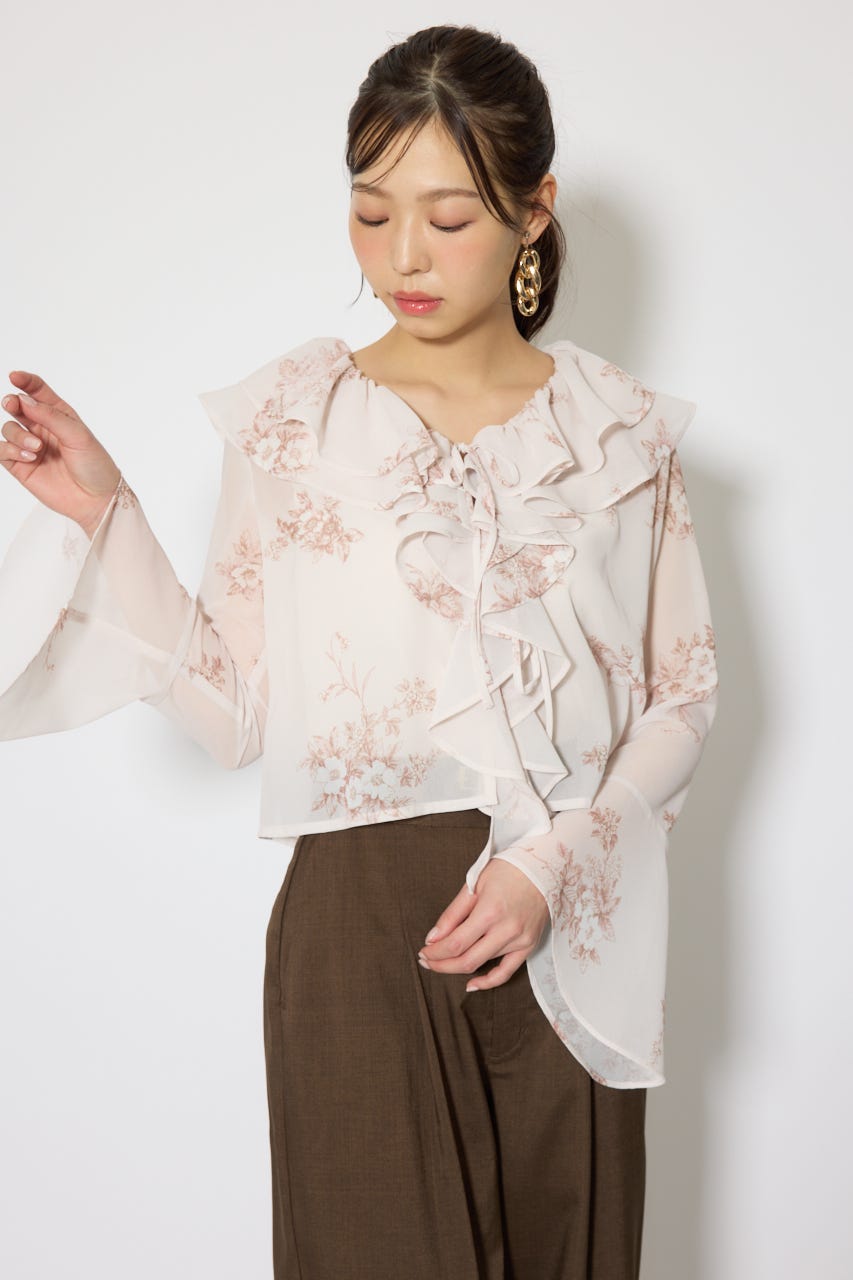 フリルカラートップス 柄PNK FREE