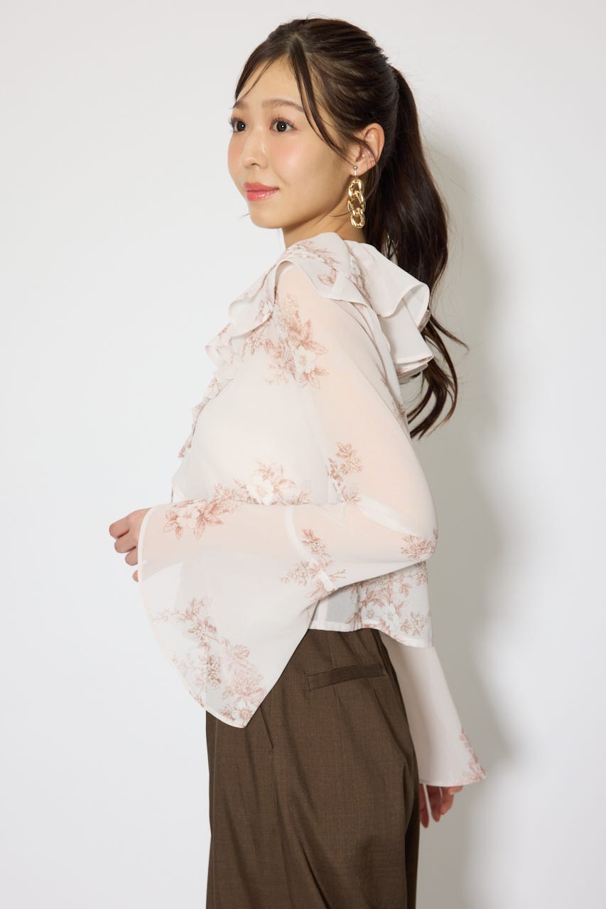 フリルカラートップス 柄PNK FREE