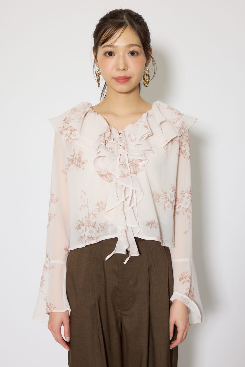 フリルカラートップス 柄PNK FREE